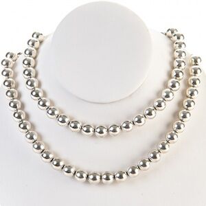Tiffany & Co. Double Strand Beaded Sterling Silver  Necklace